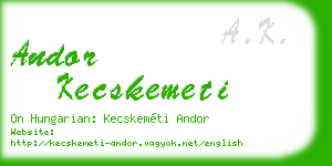 andor kecskemeti business card