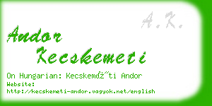 andor kecskemeti business card